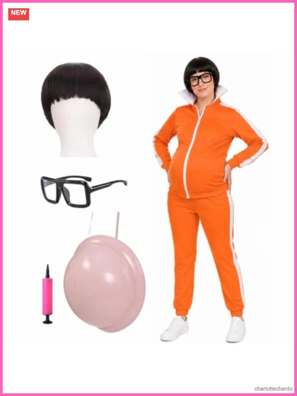 Women's Tracksuit Costume Set with Jacket Pants Wig Glasses Belly Prop